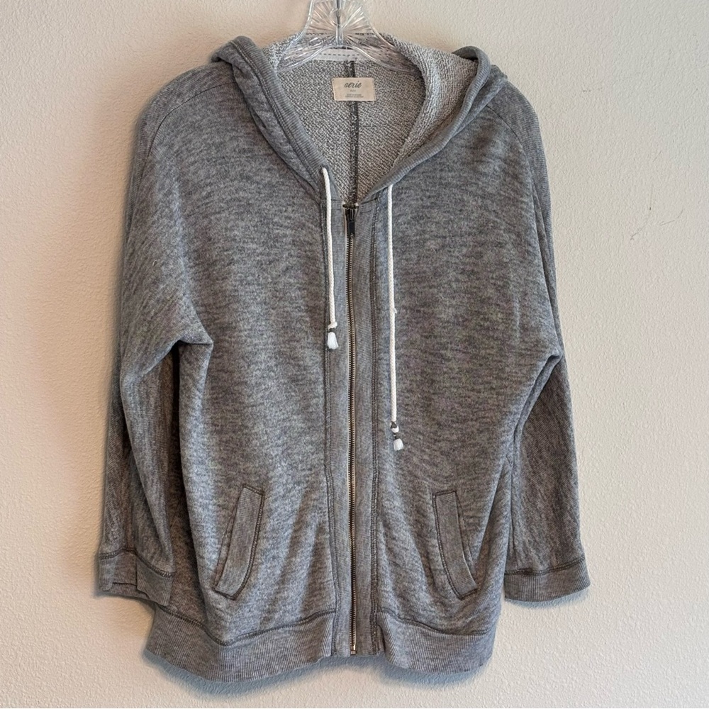 Aerie Women’s Gray Oversized Knit Full Zip Hoodie SZ - XS